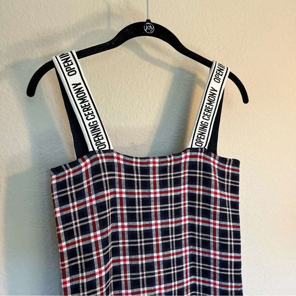 Opening Ceremony spell out logo plaid bodycon mini dress small preppy - Picture 12 of 14